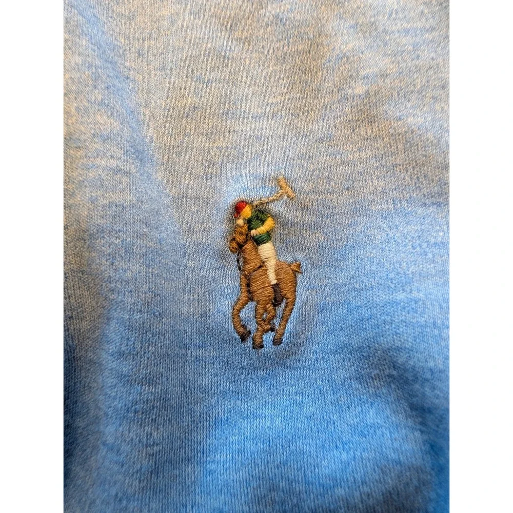 Polo Ralph Lauren Men's Large Custom Slim Fit Polo Shirt Heather Blue Flesh Pony
